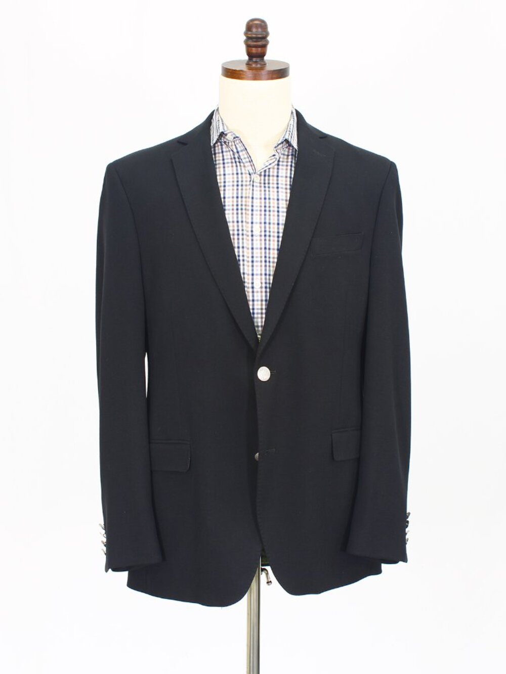 Tallia 42L Black Blazer Sport Coat Jacket 2-Button Solid Y445